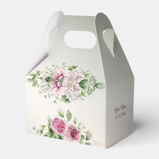 Aquarell Rosa Blumenrahmen Shiny Bronze Party Geschenkschachtel (Vorderseite)