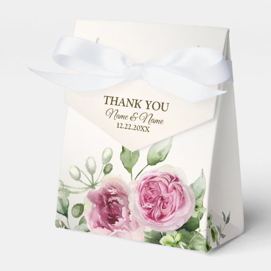 Aquarell Rosa Blumenrahmen Shiny Bronze Party Geschenkschachtel (Vorderseite)