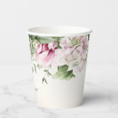 Aquarell Rosa Blumenrahmen Shiny Bronze Party Pappbecher (Rückseite)