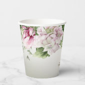 Aquarell Rosa Blumenrahmen Shiny Bronze Party Pappbecher (Vorderseite)