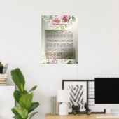 Aquarell Rosa Blumenrahmen Shiny Bronze Party Poster (Heimbüro)