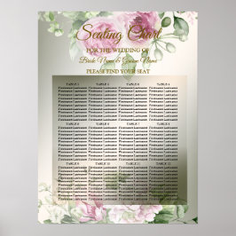 Aquarell Rosa Blumenrahmen Shiny Bronze Party Poster