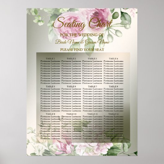 Aquarell Rosa Blumenrahmen Shiny Bronze Party Poster (Vorne)