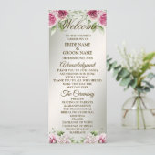 Aquarell Rosa Blumenrahmen Shiny Bronze Party Programm (Stehend Vorderseite)