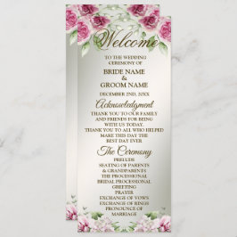 Aquarell Rosa Blumenrahmen Shiny Bronze Party Programm