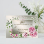 Aquarell Rosa Blumenrahmen Shiny Bronze Party RSVP Karte (Stehend Vorderseite)