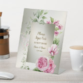 Aquarell Rosa Blumenrahmen Shiny Bronze Party Sockelschild (In SItu)