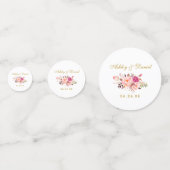 Aquarell Rosa Blumenzwiebelgolden Glitzer Konfetti (Vorderseiten)