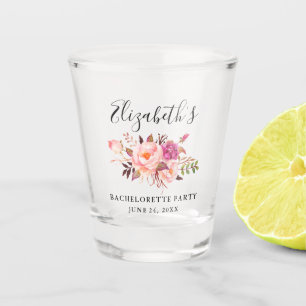 Aquarell Rosa Blush Blues Junggeselinnen-Abschied Schnapsglas