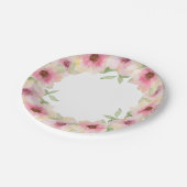 Aquarell-Rosa-Blush-Blumen Pappteller (Schrägansicht)