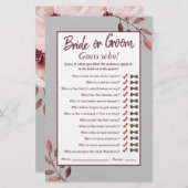 Aquarell Rosa Blush Brautparty Spiel (Vorne/Hinten)