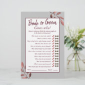 Aquarell Rosa Blush Brautparty Spiel (Stehend Vorderseite)