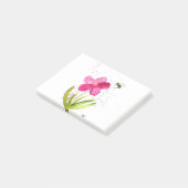 Aquarell rosa Blüten Hummel Post-it Klebezettel (angewinkelt)