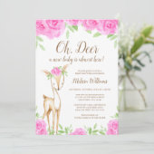 Aquarell Rosa Blütendusche Einladung (Stehend Vorderseite)