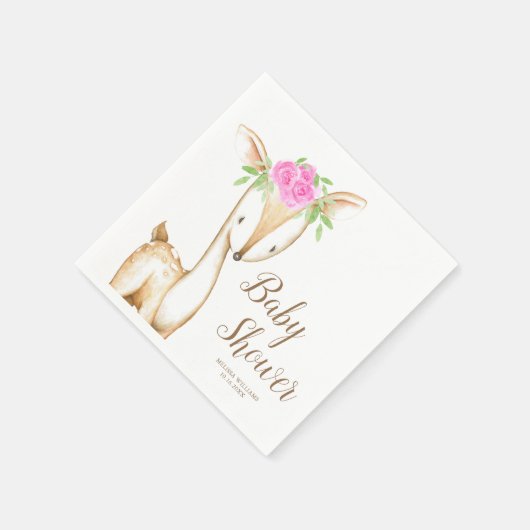 Aquarell Rosa Blütendusche Serviette (Ecke)