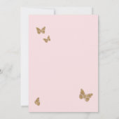 Aquarell Rosa Blütengoldschmetterling Quinceñera Einladung (Rückseite)