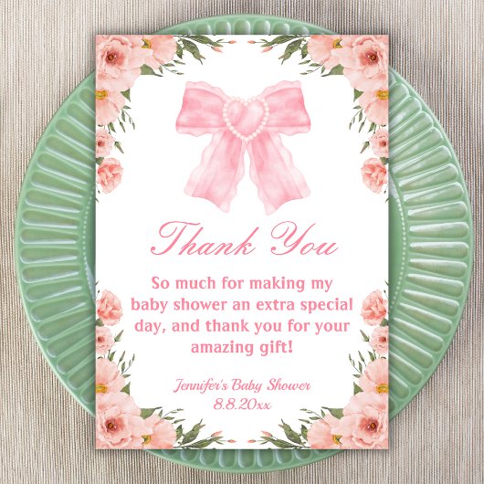 Aquarell Rosa Bogen Blumenmädchen Babydusche Dankeskarte