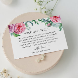Aquarell rosa Boho-Blumen-Hochzeitswunschbrunnen Begleitkarte