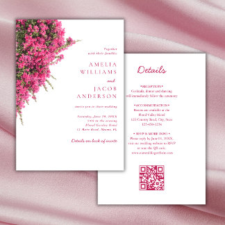 Aquarell Rosa Bougainvillea All In One Hochzeit Einladung