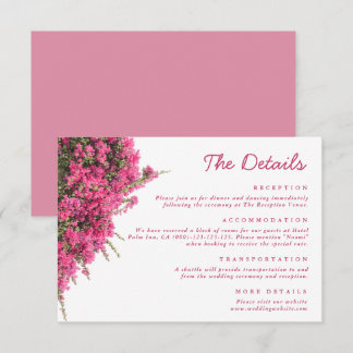 Aquarell-Rosa-Bougainvillea-Hochzeitsdetails Begleitkarte