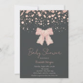 Aquarell Rosa Bow Confetti Rose Gold Baby Dusche Einladung (Vorderseite)
