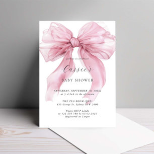 Aquarell Rosa Bow Ribbon Babydusche Einladung