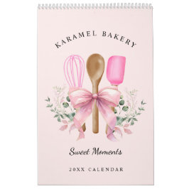 Aquarell Rosa Bow Utensiy Bäckerei Kalender