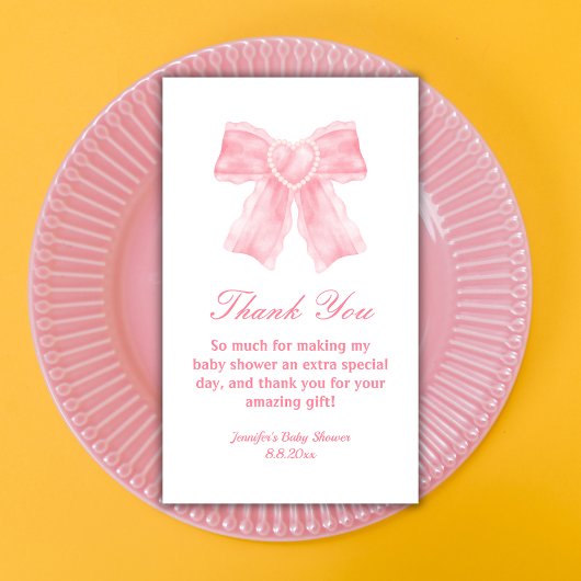 Aquarell Rosa Bugmädchen Babydusche Danke Mitteilungskarte