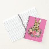 Aquarell Rosa Bunny Floral Niedlich Personalisiert Notizblock (Innenseite)