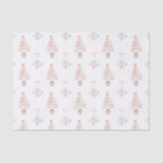 Aquarell Rosa Christbaum Grandmillennial Seidenpapier (Vorderseite)