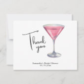 Aquarell-Rosa-Cocktail-Brautjunggesellinnenabschie Dankeskarte (Vorderseite)