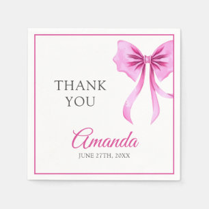 Aquarell Rosa Coquette Bow Sweet 16 Geburtstag Serviette