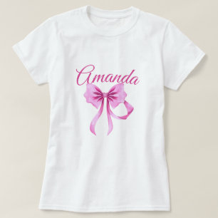 Aquarell Rosa Coquette Bow Sweet 16 Geburtstag T-Shirt