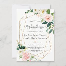 Aquarell Rosa Creme Floral Gold Probe Abendessen Einladung