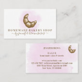 Aquarell Rosa Croissant, hausgemachte Bäckerei Visitenkarte (Vorne/Hinten)