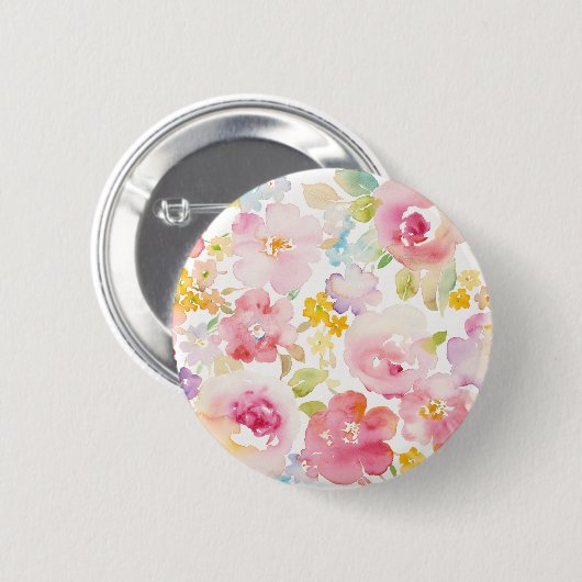 Aquarell-Rosa des Hochsommer-| mit Blumen Button (Vorne & Hinten)