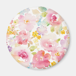 Aquarell-Rosa des Hochsommer- mit Blumen Magnet