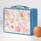 Aquarell-Rosa des Hochsommer-| mit Blumen Metall Brotdose (Beispiel)