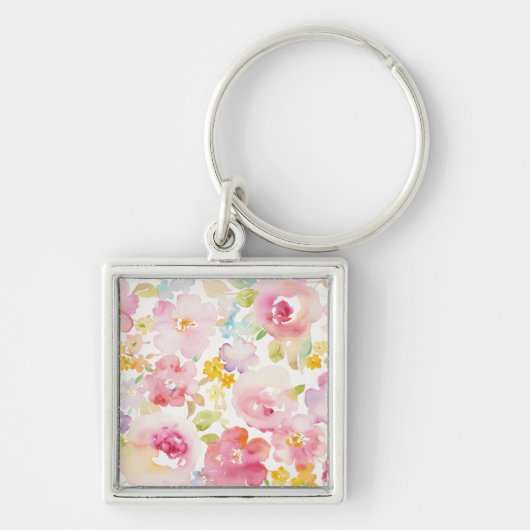 Aquarell-Rosa des Hochsommer-| mit Blumen Schlüsselanhänger (Vorne)