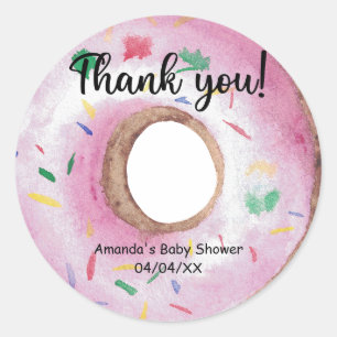 Aquarell rosa Donuts Dankeschön Runder Aufkleber