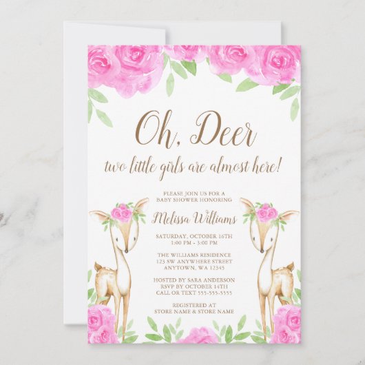 Aquarell-rosa Einladung (Vorderseite)