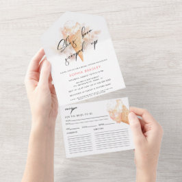 Aquarell Rosa Eiscreme Brautparty All In One Einladung