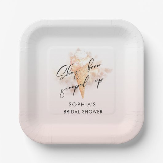 Aquarell Rosa Eiscreme Brautparty Pappteller (Vorderseite)