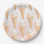 Aquarell-Rosa-Eiscreme-Papierteller Pappteller (Vorderseite)