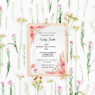 Aquarell Rosa Elegantes Brautparty Einladung