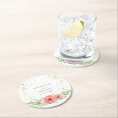 Aquarell Rosa Elfenbeingrün Blumengoldfarben Speck Runder Pappuntersetzer (Vor Ort)