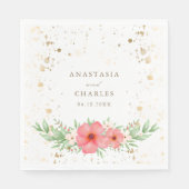 Aquarell Rosa Elfenbeingrün Blumengoldfarben Speck Serviette (Vorderseite)