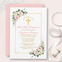 Aquarell Rosa Erröten Weiße Blumen Gold Erster Hl 