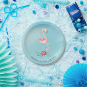 Aquarell-rosa Flamingo-Babyparty 7" Platte Pappteller (Party)