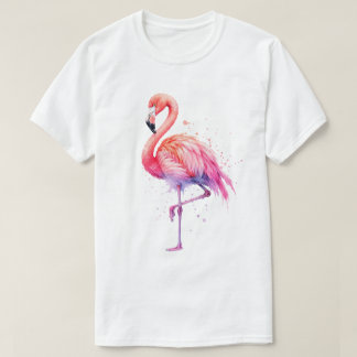 Aquarell-Rosa-Flamingo-Farbspritzer T-Shirt